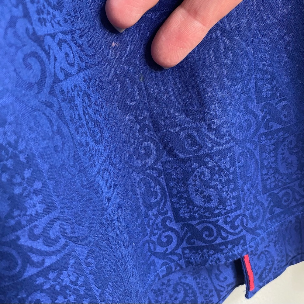 Men's Robert Graham Blue Paisley Jacquard Button Down Flip Cuff Shirt Size XL - Picture 14 of 16